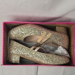 Kelly & Katie Glitter Gold Double-Strap Mary Janes